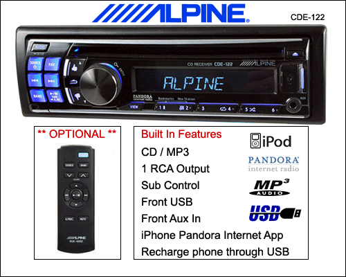 ALPINE CDE-122 $ 158.15 CD + MP3 + IPod + Pandora