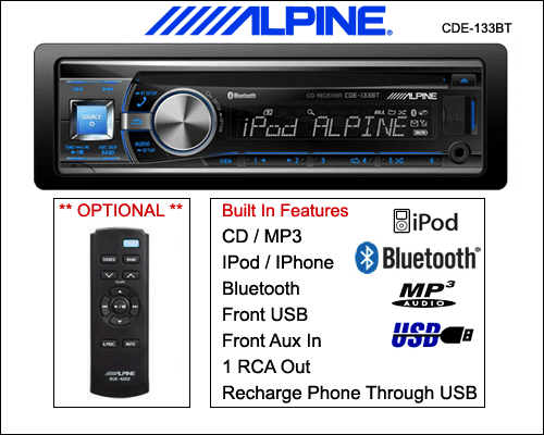 ALPINE CDE-133BT $ 169.95 - Free Shipping CD + MP3 + IPod / IPhone