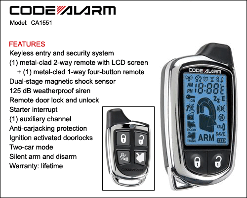 CODE ALARM CA1551 $ 118.53 - Free Shipping Alarm and Keyless Entry