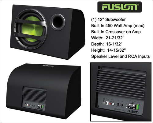 FUSION CS-AW1120 $ 199.99 - After Discount Code 12'' Sub, Box, Built In Amp