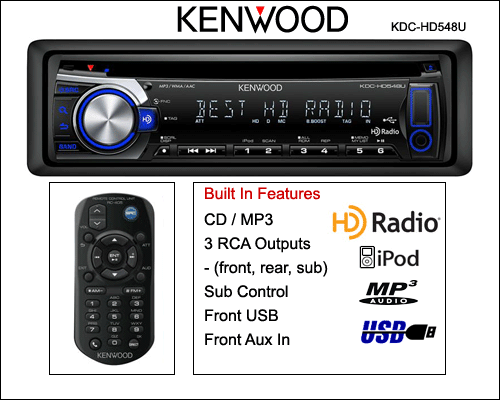 KENWOOD KDC-HD548U $ 119.95 - Free Shipping HD Radio, CD, MP3, IPod,  Remote