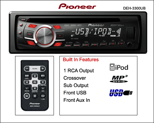 PIONEER DEH-3300UB $ 89.99 - Free Shipping CD + MP3 + IPod + Remote
